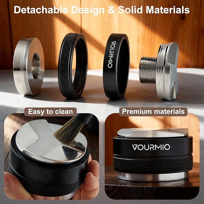 53mm Coffee Distributor and Tamper - Dual Head Coffee Leveler Compatible with Breville 54mm Portafilter, Depth Adjustable Espresso Hand Tampers, Barista Accessories