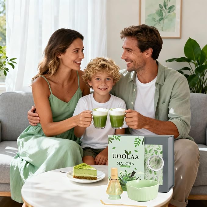 Ceremony Matcha Kit with Bamboo Scoop, Whisk, Holder, Sifter, Chawan Ceramic Bowl with Spout, 5 Pcs Green Matcha Whisk Set-High End Matcha Gift Set Made in Japan for Matcha Lovers and Starters