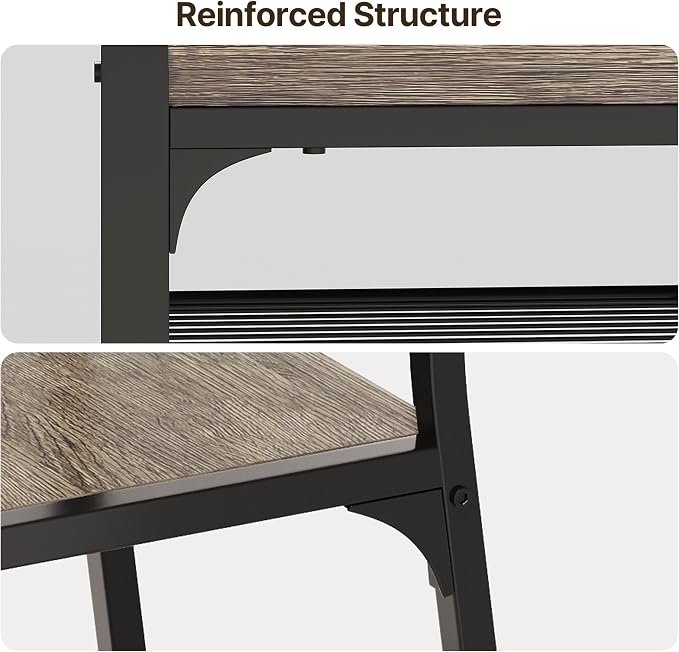 Gizoon 7-Piece Dining Table Set for 6, Kitchen Table with Chairs Grey | Spacious grey 6-person dining set with under-table storage rack. Ergonomic chairs slide under table to maximize space. - Image 9