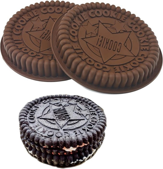 X-Haibei 7.5 Inch Giant Round Sandwich Cookie Cake Mold - 2 PCS Food-Grade Silicone Baking Pans for Double-Layer Cream Cakes, Cookie Cakes