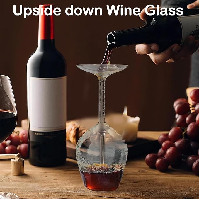 Upside down Wine Glass, Inverted Wine Glass - 400ml Funny Red Wine Glasses, Novelty Upside-Down Stemware for Cocktails, Juice & Parties, Modern Creative Glassware Gift (1PCS) - Image 4