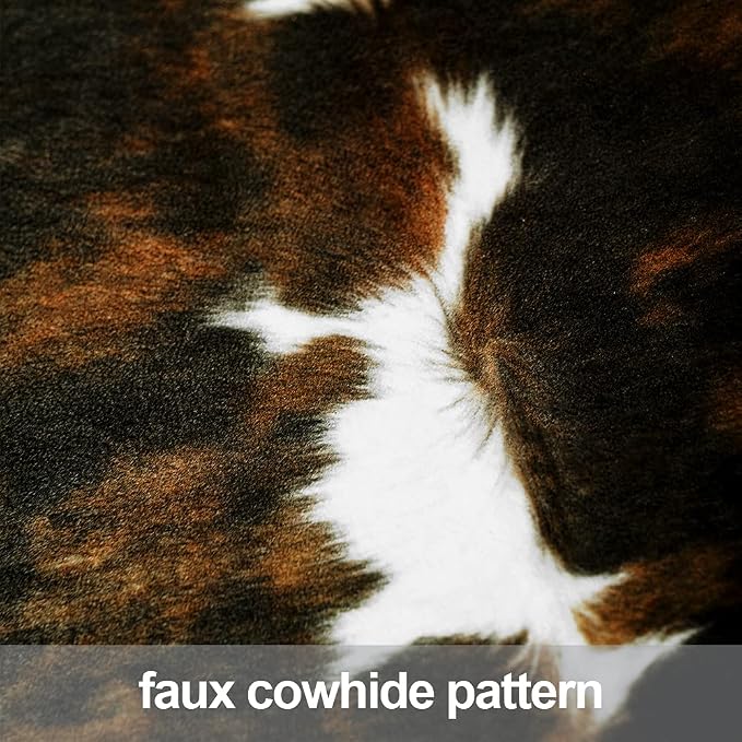 Amearea Faux Cow Hide Rug 5.2x4.6, Premium Western Home Decor Cow Print Rug | Faux Leather Animal Cowhide Carpet for Living Room Bedroom, Dining Traditional Cow Print Stuff Carpets, Brown - Image 6