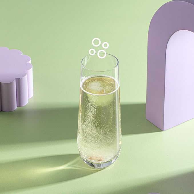 JoyJolt Milo Stemless Champagne Flutes Set of 8 Crystal Glasses. 9.5oz Prosecco Wine Flute, Mimosa Glasses, Cocktail Glass Set, Water Highball Glass, Bar Glassware - Image 7