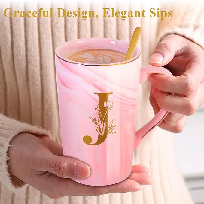 Personalized Ceramic Coffee Mug with Lid Tea Cup Women Her Sister Mom Girlfriend Aunt Best Friend Friendship Grandma Wife Daughter Law Lady Happy Birthday Gifts Cool Funny Meaningful Unique Cute,J - Image 6