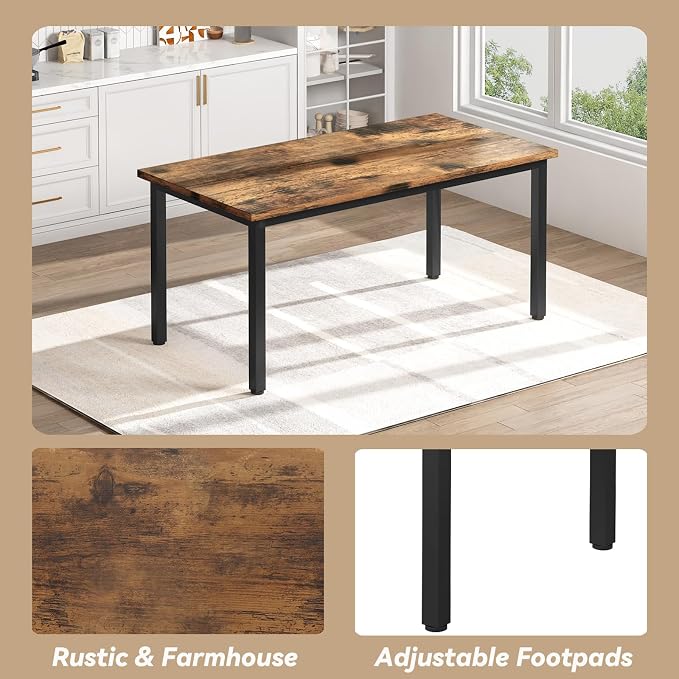Recaceik Dining Table Set for 4 Kitchen Dining Room Set with 2 Dinner Benches, Farmhouse Breakfast Table for Apartment Small Space, Easy Assembly - Image 5