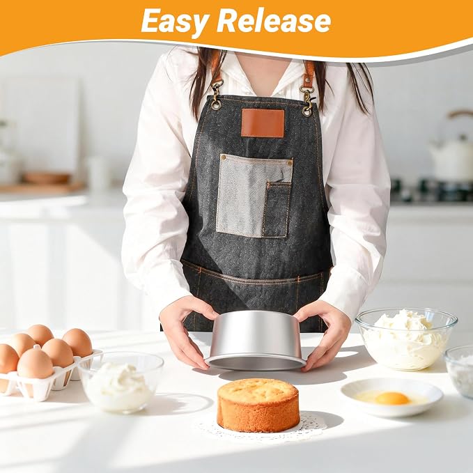 Beasea 6 Inch Cake Pans Set of 3, Aluminum Alloy Small Round Cake Pans for Birthday Wedding Party, Cheesecake Baking Tin Mold - Fixed Bottom - Image 5