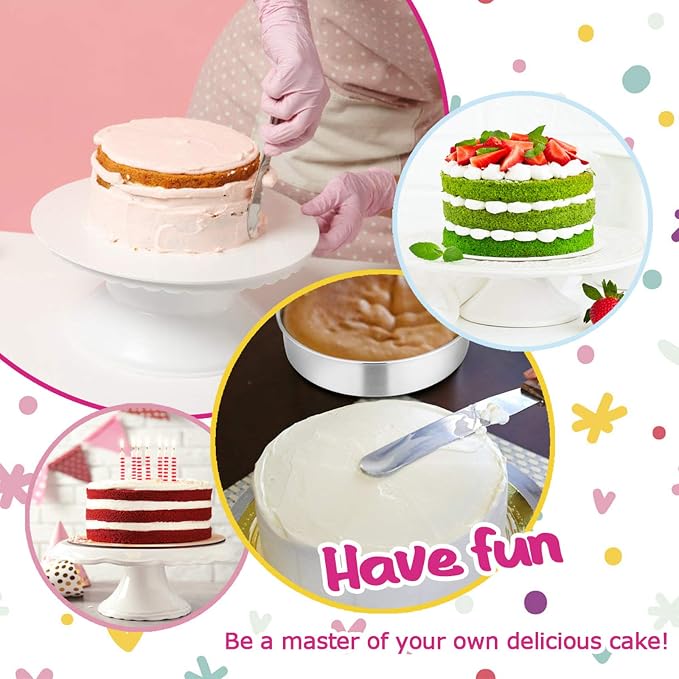 E-far 6 Inch Cake Pan Set of 3, Stainless Steel Round Smash Cake Baking Pans Tins, Non-Toxic & Healthy, Mirror Finish & Dishwasher Safe - Image 7