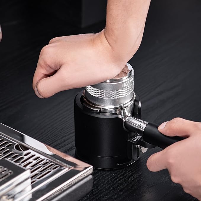 IKAPE Coffee Products, 53mm Coffee Distributor & Hand Tamper, Adjustable Depth Espresso Distributor Fits All 53mm Espresso Portafilter, Compatible with 54MM Breville Bottomless Portafilter (Silver)