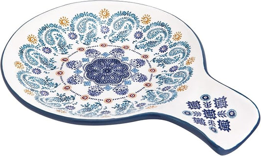 Bico Blue Talavera Spoon Rest for Stove Top, Ceramic Spoon Holder for Kitchen Counter, Easy to Clean Coffee Spoon Rest Dishwasher Safe, Kitchen Cooking Utensil Rest for Ladles Spatula by Bico