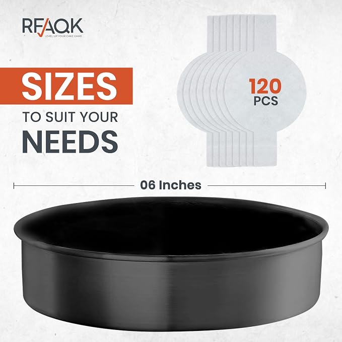 RFAQK 6 inch cake pans Set,3 PCs Nonstick mini cake pans with 120 Parchment Papers, Smash Cake Pans Set For Birthday, Diswasher Safe - Image 2