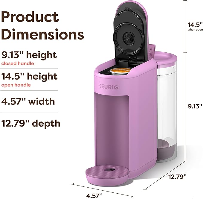 Keurig K-Mini Mate Plus Single-Serve K-Cup Pod Coffee Maker, Compact, 3 Cup Sizes, Brew Over Ice and Strong Button Features, 50 oz Removable Reservoir, Wild Orchid - Image 8
