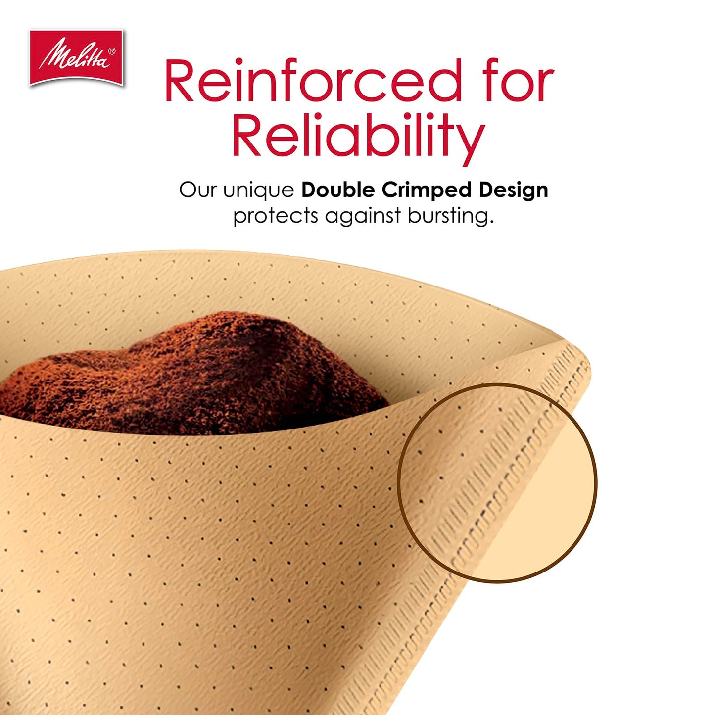 Melitta #4 Natural Brown Cone Coffee Filters – 300 Count (Pack of 3), Fits 8–12 Cup Brewers & Pour Over, Compostable