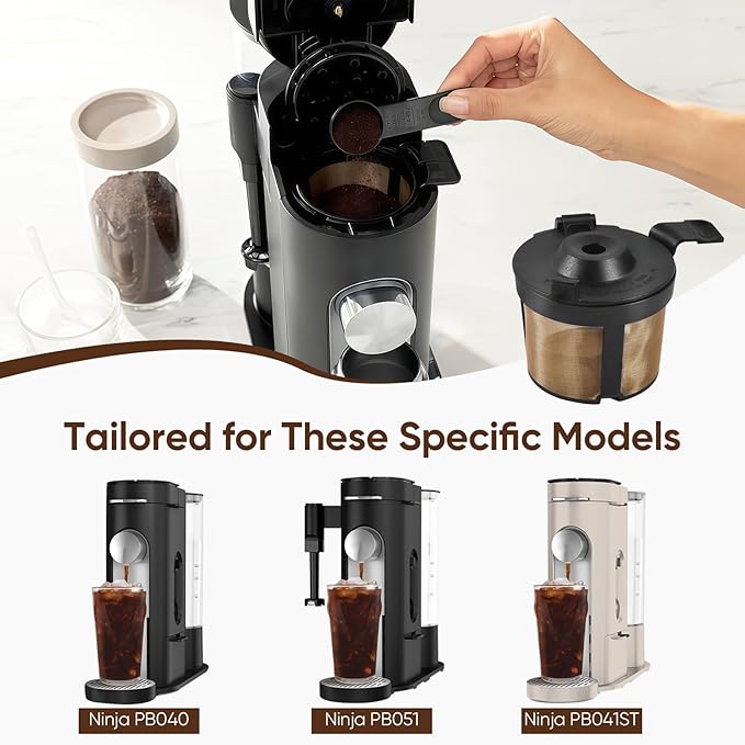 Premium Reusable Coffee Basket for Ninja PB051/PB040/PB041ST Series | 304 Stainless Steel Gold Mesh Filter | Eco-Friendly Permanent Coffee Maker Accessory
