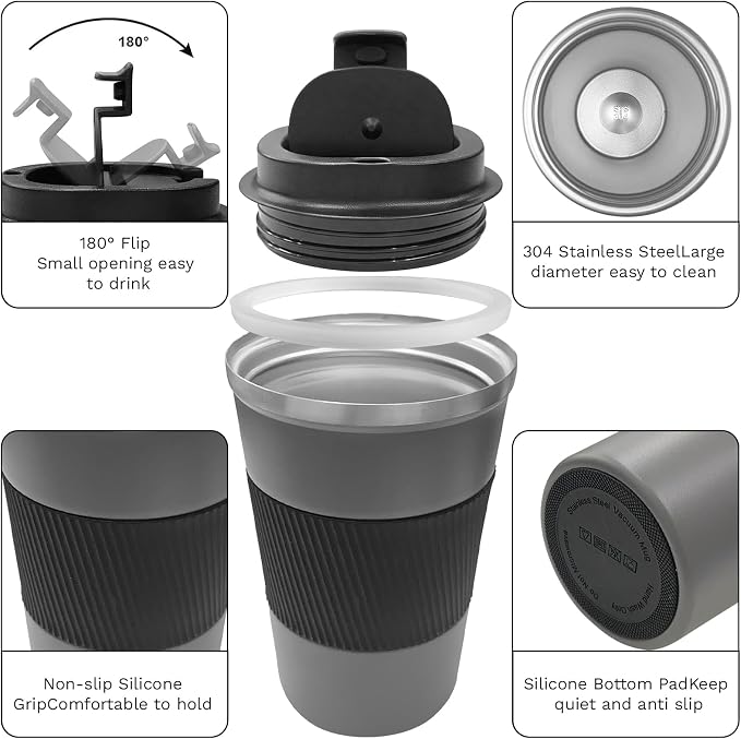 Insulated Travel Coffee Mug, Stainless Steel Coffee Cup with Leakproof Lid | Double-wall insulation keeps drinks hot or cold for hours, with a leakproof lid and portable stainless steel design - Image 2