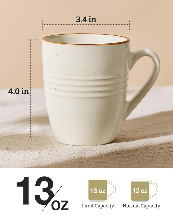 famiware Jupiter Coffee Mugs Set of 4, 13oz Coffee Mug, Microwave and Dishwasher Safe, Coffee Cups with Handle for Coffee, Tea, Cocoa, Milk, Vanilla White - Image 4