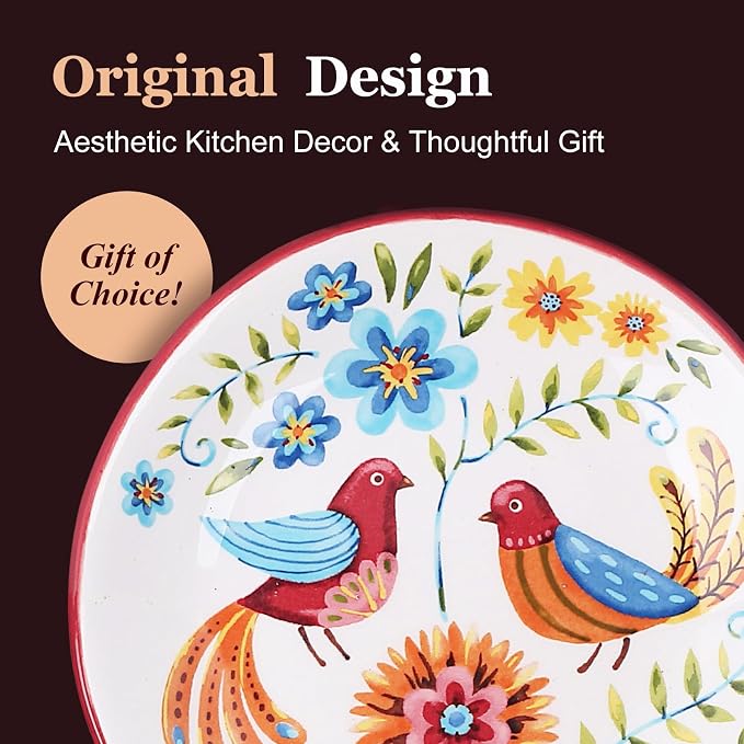 Bico Red Spring Bird Spoon Rest for Stove Top, Ceramic Spoon Holder for Kitchen Counter, Easy to Clean Coffee Spoon Rest Dishwasher Safe, Kitchen Cooking Utensil Rest for Ladles Spatula - Image 7