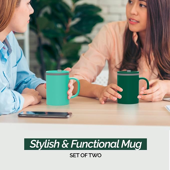 Copco Iconic Desk Mug 16 Oz - Green/Hunter Green, Set of 2 - Image 2