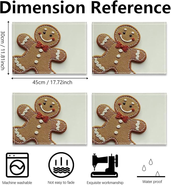 Christmas Placemats, 4Pcs Cute Washable Heat Resistant 12×18 Inch Table Mats Cute Place Mats for Party Outdoor Decoration Kitchen Dining Décor - Image 7
