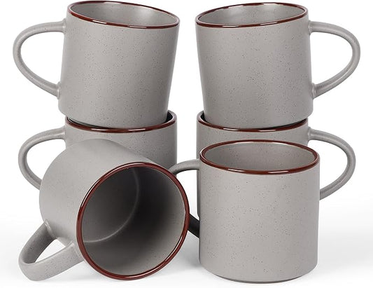 famiware Coffee Mugs Set of 6, Nebula 14oz Coffee Mugs, Ceramic Cup Set with Handle for Latte, Tea, Milk, Cappuccino, Cocoa, Dark Gray by Famiware