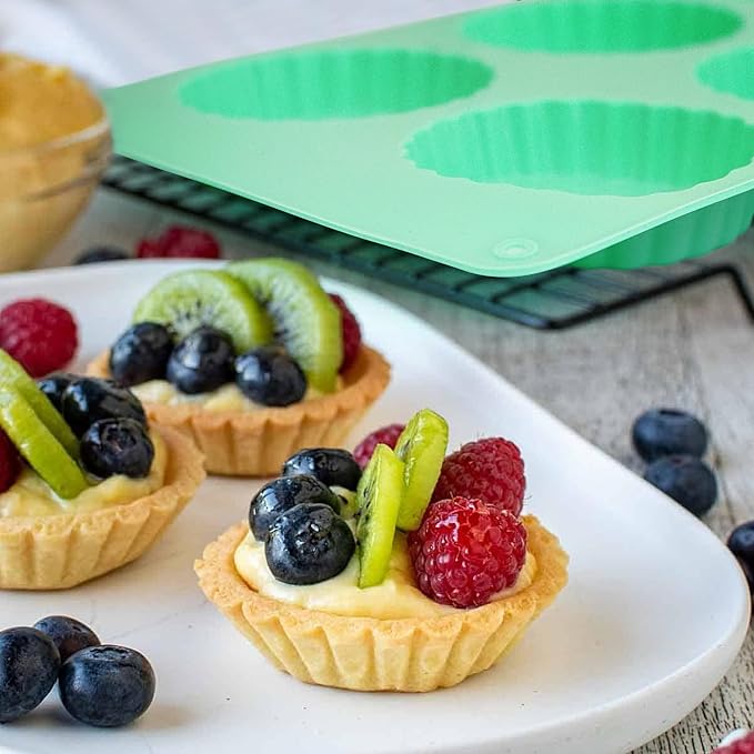 3Pack Mini Tart Pan Silicone, Mini Quiche Pans 3Inch,Non-stick Pie Pans, Egg Tart Mold for Pies, Quiches, Mousse Cakes, Dessert Baking