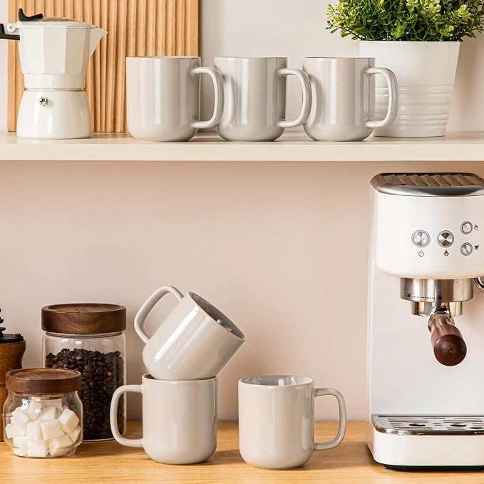 vancasso Coffee Mugs Set of 6, 12 Oz Ceramic Coffee Cups with Handle, Ceramic Unique Glaze Coffee Cup for Cappuccino, Latte, Tea, Cocoa, Dishwasher & Microwave Safe Gift Sets, Gray, Series PLAYA - Image 9