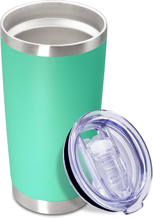 20oz Tumbler Insulated Coffee Tumblers with Lid StainlessSteel LightBlue 1P | 20 oz Tumblers Double Wall Insulated Vacuum 20oz Coffee Mug Leak Proof Tumblers with Lid Powder Coated - Light Blue 1 Pack by AEPDTD