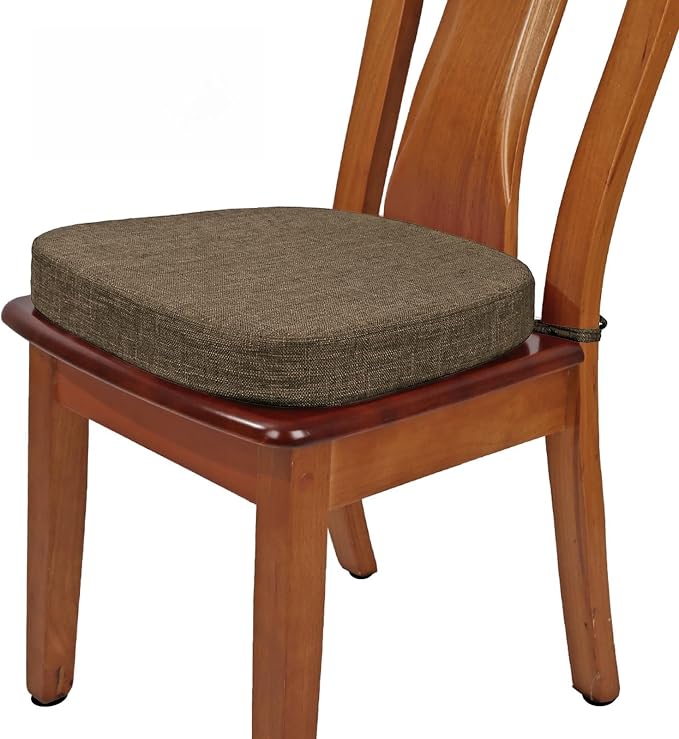 BUYUE Thickened 2.5" Friendly Woven Fabric Dining Chair Cushion, U-Shape High Density Foam Comfortable Chair Pad for Kitchen, Slip Resistant Indoor Seat Cushion (1 Piece, Brown) by BUYUE