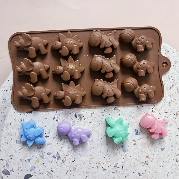 LeLehome 2PCS Silicone Dinosaurs Molds, BPA Free Non-Stick Chocolate Gummy Candy Baking Mold Bakeware for Ice Cube, Soap, Candle, Jello, Cake Decoration, Kids Gift