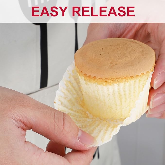 Caperci 300pcs Standard White Cupcake Liners for Baking - Odorless Greaseproof Paper Muffin Baking Cups for Wedding Birthday Party Baby Shower Festivals (White) - Image 5