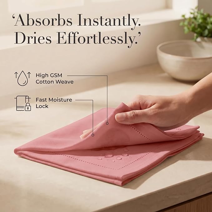 Urban Villa Hemstitch Cloth Dinner Napkins Cotton 20”x20” (Set of 12)-Rust - Image 3