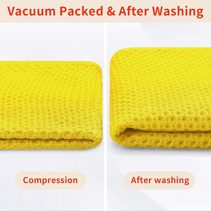 Homaxy 100% Cotton Waffle Weave Kitchen Dish Cloths 8-Pack, Yellow | 12 x 12 Inches, Ultra Soft Absorbent Dish Towels, Quick Drying Dish Rags with Hanging Loop - Image 7