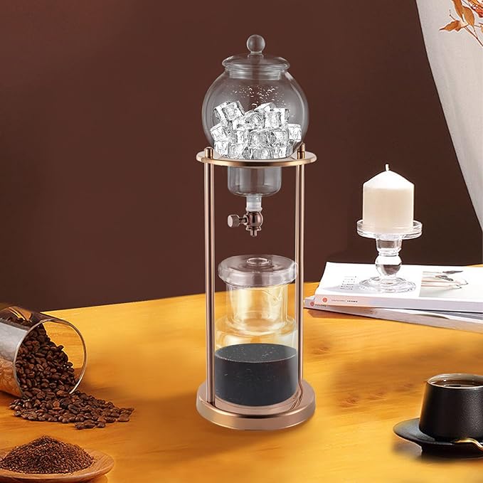 Cold Brew Coffee Maker, Iced Coffee Cold Brew Drip Tower, 20.29oz Capacity and Built-In Filter, Precise Drip Control, for Home, Gatherings, Office, Cafe