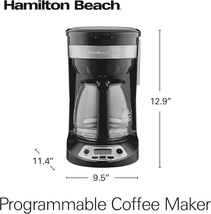 Hamilton Beach 12 Cup Programmable Drip Coffee Maker | Regular & Bold Brew Options | Auto Pause and Pour | Glass Carafe | Black with Stainless Accents | 46299J - Image 9