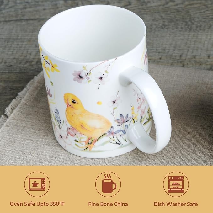 Maison d' Hermine Coffee Mug with Handles Tea Cups (12 Ounce, Pack of 1) | Fine Bone China Coffee Mugs for Hot Beverages Cappuccino Latte Home Restaurant Hotel Spring Summer -Easter Zest - Chicks - Image 7