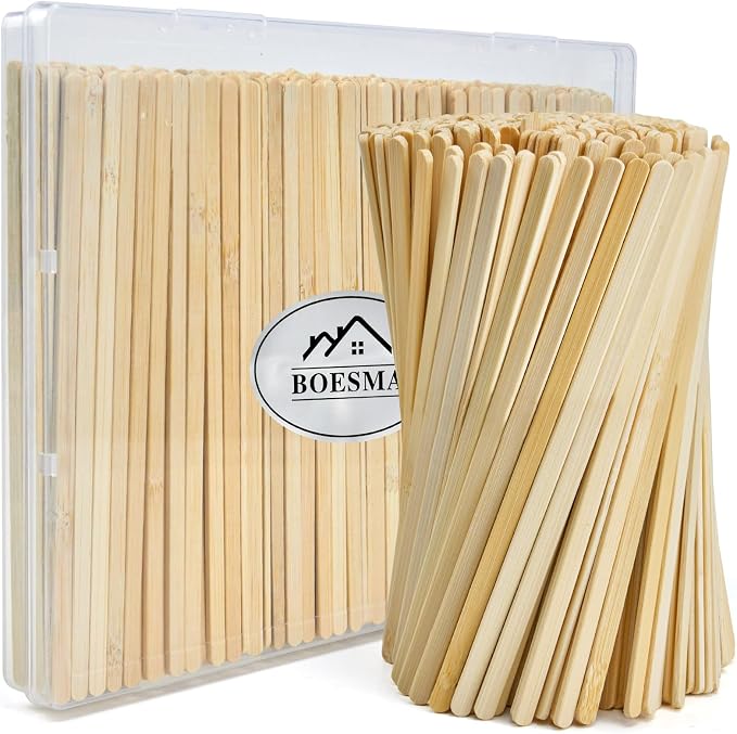 Bamboo Coffee Stirrers, 250 Count of Disposable Coffee Stir Sticks - Stir Sticks For Coffee Bar 5.5 Inch, Stir Sticks with Smooth End, Coffee Stirs for Coffee, Cocktail, Hot Drinks by Boesma