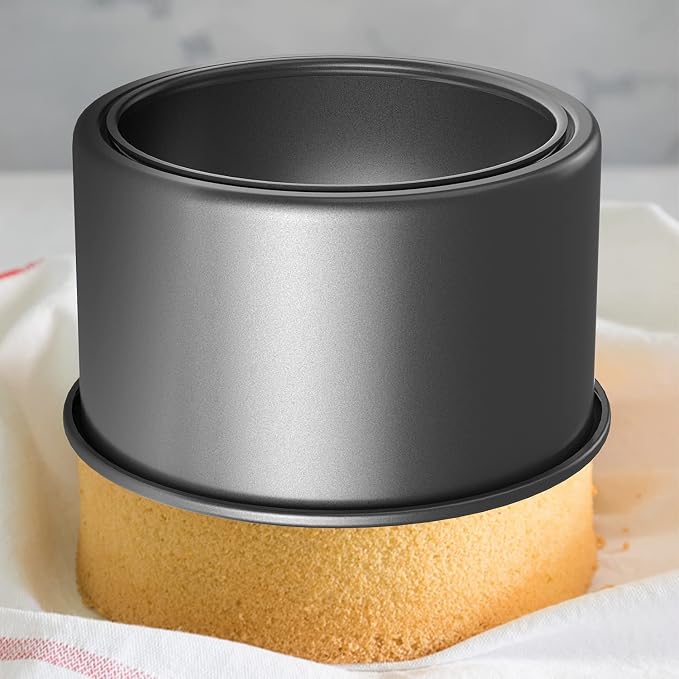 CHEFMADE Bakeware Round Cake Pan 2 Pieces, 6-Inch and 8-Inch with Removable Loose Bottom Nonstick & Quick Release Coating Chiffon Bakeware for Oven and Instant Pot Baking (Black) - Image 5