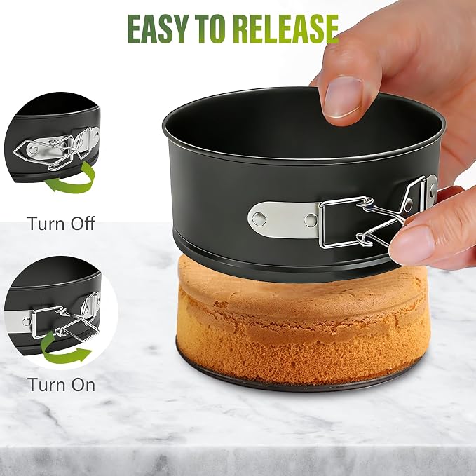 Vakoo 4 Inch Mini Springform Pan - Nonstick, Leakproof Mini Cheesecake Pan for Baking, Easy Release, No Parchment Paper Needed, Set of 4 - Image 5
