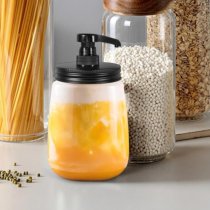 Reusable Mason Jar Syrup Pump Dispenser Replacement for Syrup Bottles Bottle Dispenser Pump for Honey Condiments and Kitchen Use Easy to Install and Lightweight