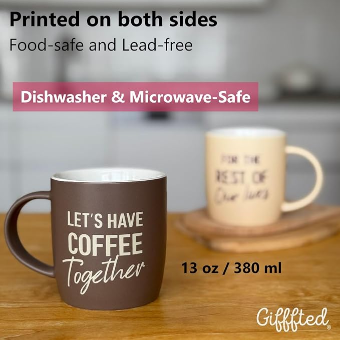 Triple Gifffted Let's Have Coffee Together Coffee Mug Set, Engagement Wedding Gifts for Couple, Bride and Groom Newlywed Bridal Shower, His and Hers, Mr and Mrs, Christmas, Valentine’s, Ceramic 13Oz - Image 5