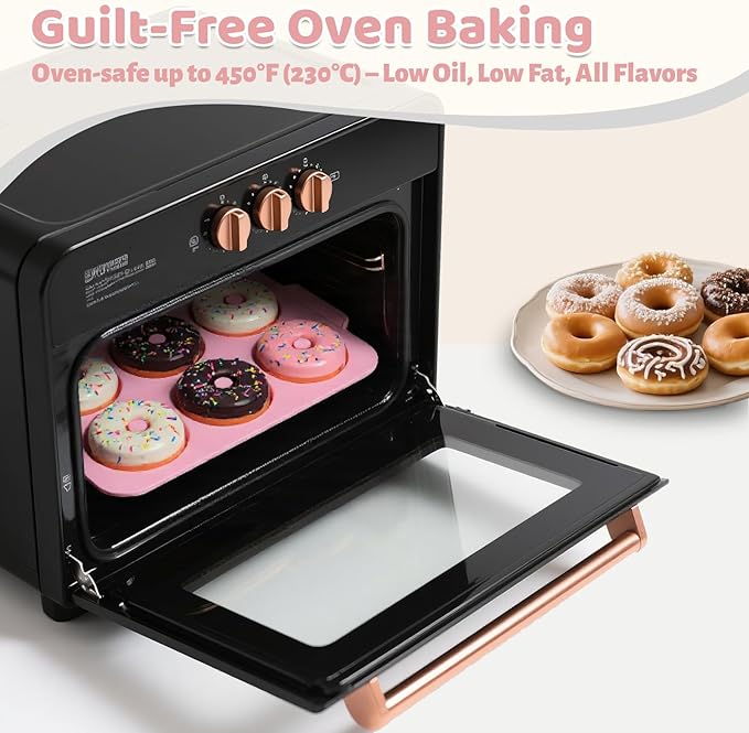 Nonstick Silicone Donut Pan: 4 Inch Large Donut Mold with Metal Frame - Bagel Doughnut Pan for Baking Gluten Free Glazed Vegan - for Oven Housewife Home Baker Baking Lovers (Pink & Beige)