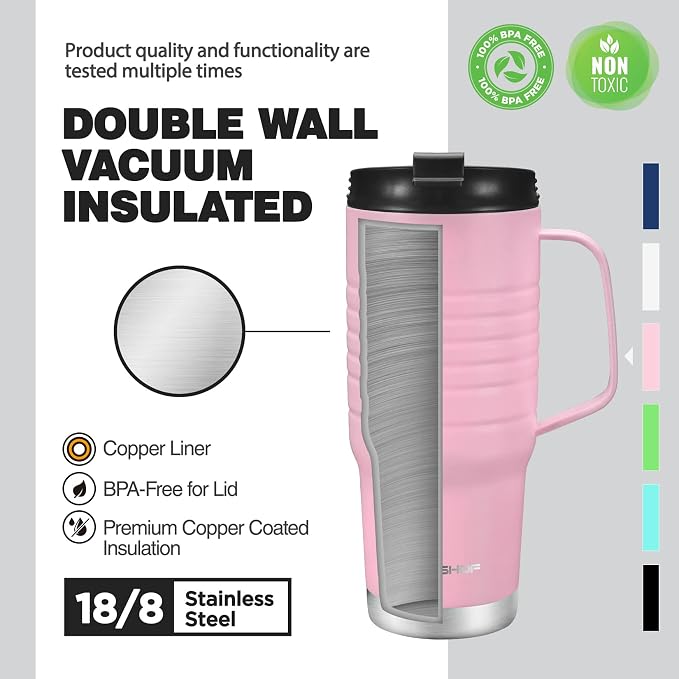 HAUSHOF 24 oz Travel Mug with Handle, Stainless Steel Vacuum Insulated Coffee Double Wall Travel Mugs with Leakproof Lid, BPA Free - Image 4