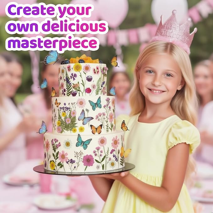 50 Pcs 10 Kinds Real Natural Edible Wildflower & Edible Butterflies | Wedding Cake Toppers, Edible Cake Decorations for Birthday, Cake Decorating Kit for Wedding - Image 3