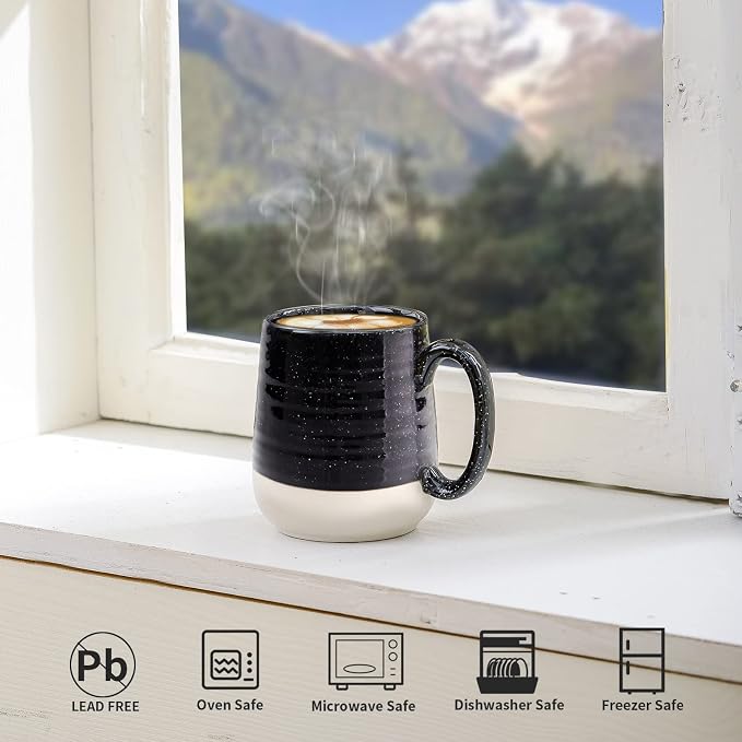 HASENSE Large Coffee Mug, 20 oz Ceramic Coffee Cup with Comfortable Handle for Office and Home, Ideal for Coffee Tea Latte, Dishwasher Microwave Safe, 1 PCS(Black) - Image 6