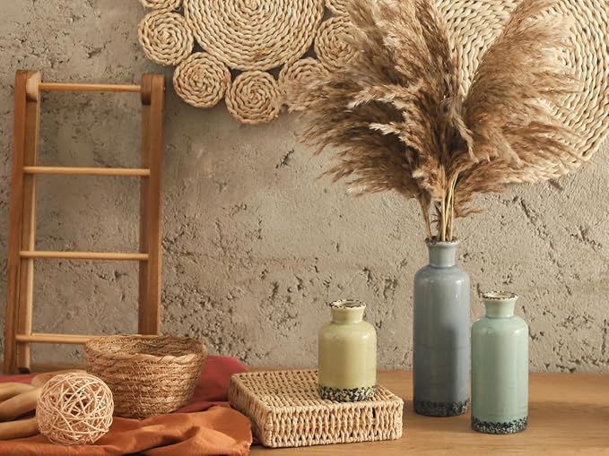 Flower Vase Set of 3, Ceramic Neutral Vases Home Decor, Pottery Rustic Farmhouse Decorative Vases Modern Decor for Table Mantel Entryway Bookshelf Living Room Kitchen Bedroom - Multicolor - Image 8