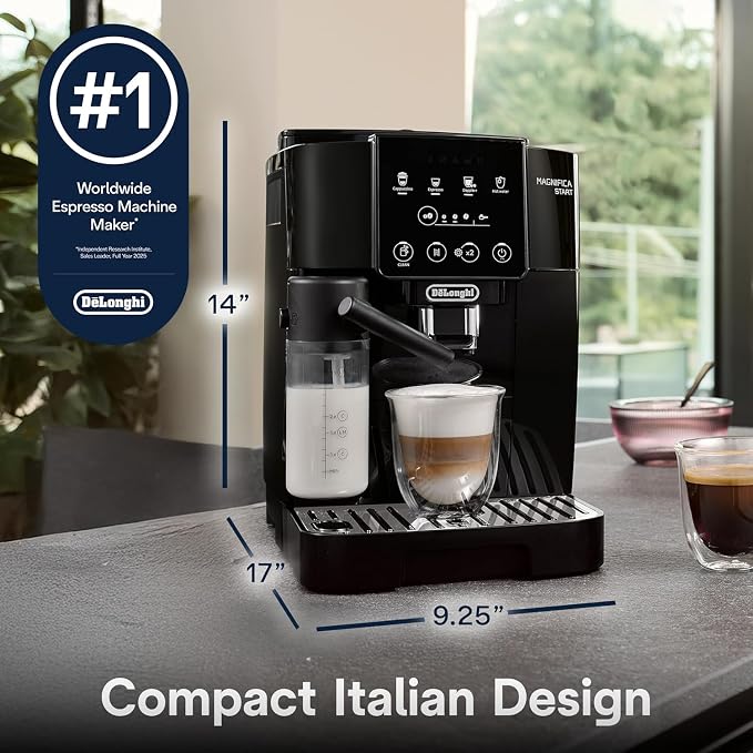 De'Longhi Magnifica Start Automatic Espresso Machine, Milk Frother, Black | #1 Worldwide Espresso Machine Maker, 5 One-Touch Recipes, Frother, Built-In Grinder, Easy to Clean - Image 6