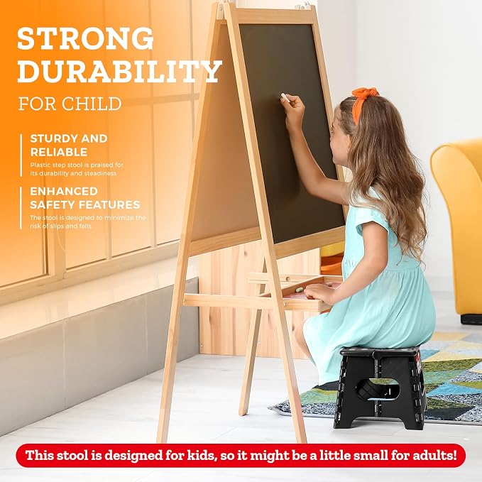ACSTEP Collapsible Step Stool 7.5 Inch, Small Folding Stool, 176 lbs, Black | Lightweight Foldable Step Stool for Kids and Adults with Handle, for Kitchen, Bathroom, Car, and Compact Home Storage - Image 3