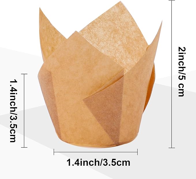 150 Pcs Mini Cupcake Liners Muffin Liners Baking Cups | Tulip Cupcake Liner for Baking Wedding, Birthday, Baby Shower Parties, Brown, Natural, White, Black - Image 2