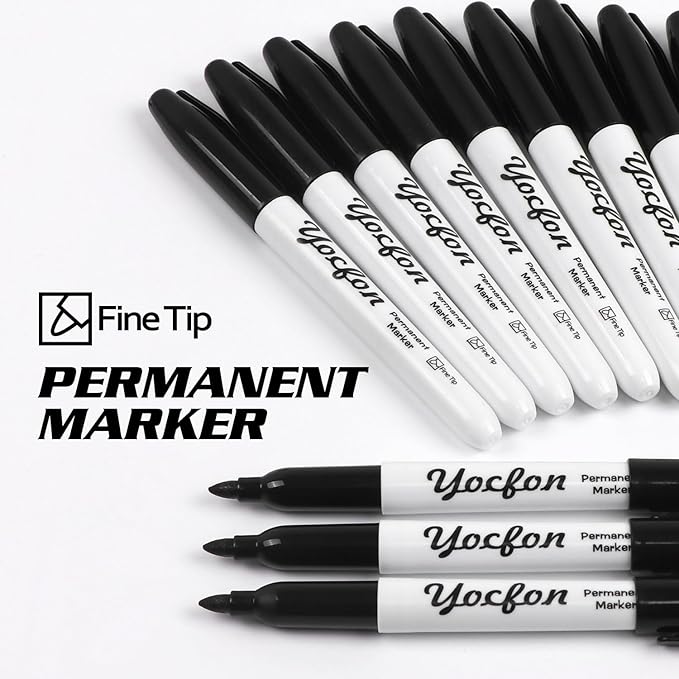 Permanent Markers, 72 Count Black Permanent Markers Set, Fine Tip, Waterproof Markers, Works On Plastic, Wood, Stone And Metal For Doodling, Marking