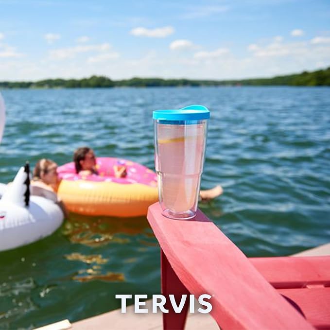 Tervis Clear & Colorful Tabletop Made in USA Double Walled Insulated Tumbler Travel Cup Keeps Drinks Cold & Hot, 24oz, Red - Image 8