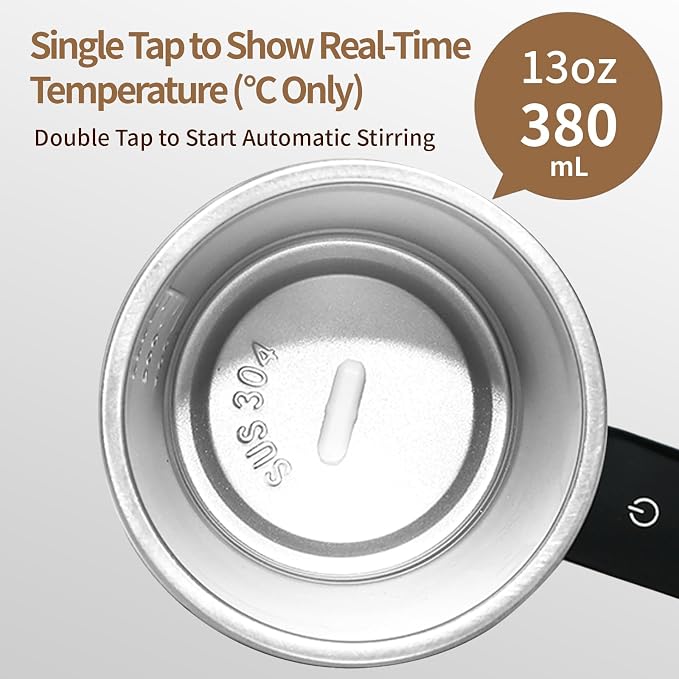 Self Stirring Coffee Mug 13 oz, Auto Mixing Cup with Lid and Touch Handle, Perfect Gifts For Man and Women, Valentine’s Day Gift for Her (black) - Image 2